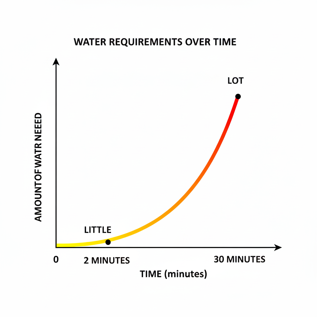 Non-scientific scientific graph of water needed vs fire time